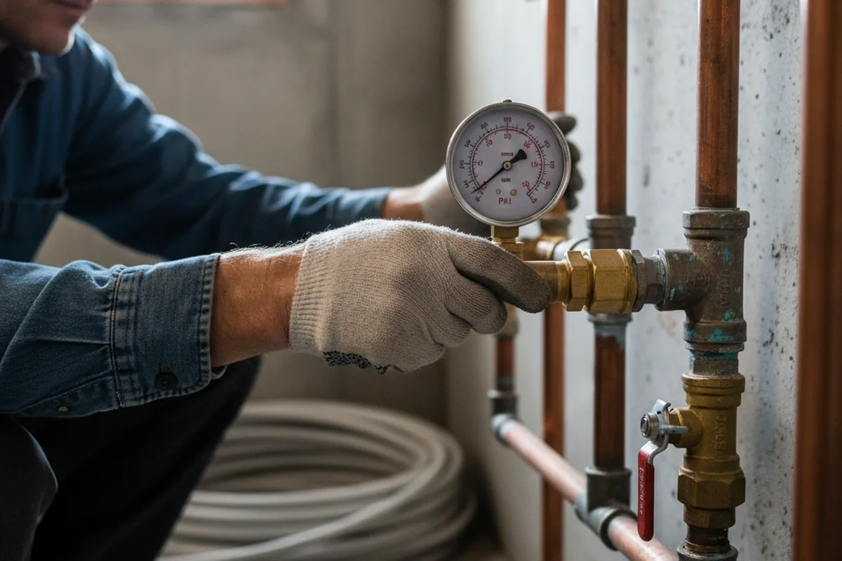 Pressure testing a repaired line during Water Line Repair in North Chatham